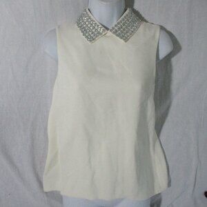 NWT NEW CHRISTIAN DIOR PARIS TOP BLOUSE Shirt 36 Blanc Cassu Creme Silver